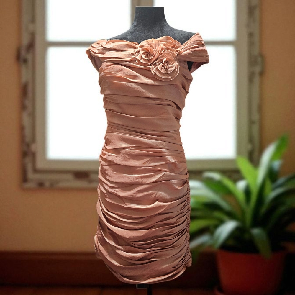 Annabelle Gold Ruched Sheath  Dress Sz 14